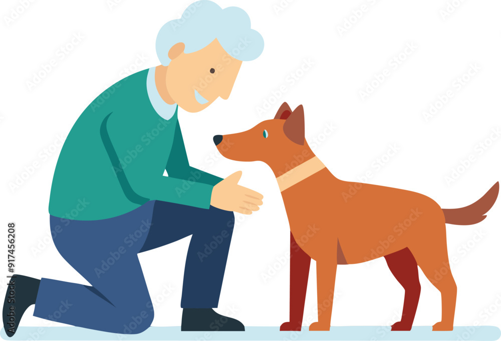 An elderly man interacts lovingly with his dog, creating a warm moment of connection. An elderly man interacts lovingly with his dog, creating a warm moment of connection.