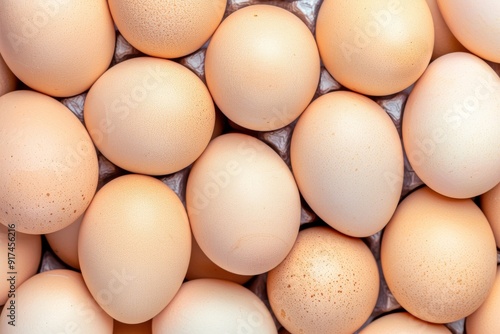 Close-up of white duck eggs in a carton. Beautiful simple AI generated image in 4K, unique.