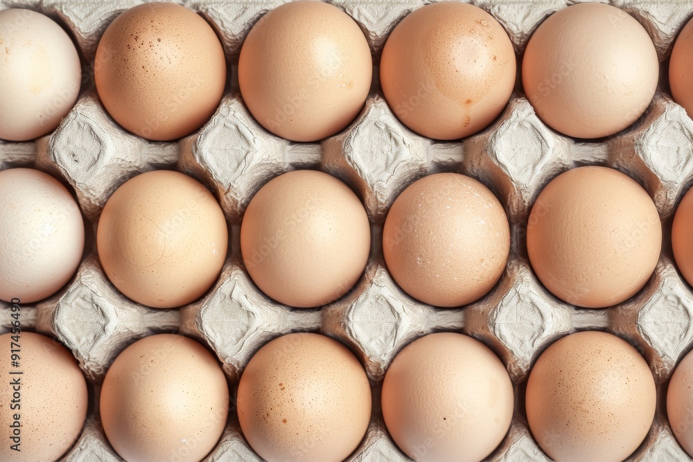 Close-up of Cardboard tray with white chicken eggs. Beautiful simple AI generated image in 4K, unique. Close-up of Cardboard tray with white chicken eggs. Beautiful simple AI generated image in 4K, unique.