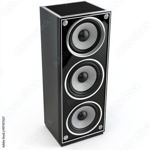 Isolated on a white background, a new black bookshelf speaker