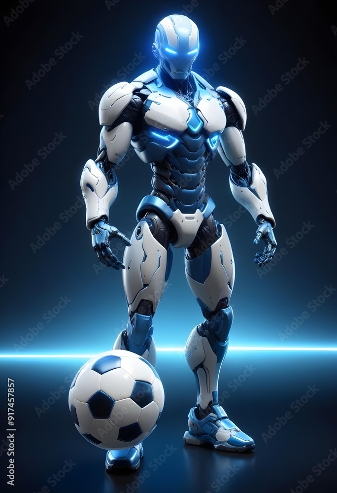 3d robot design with football 3d robot design with football