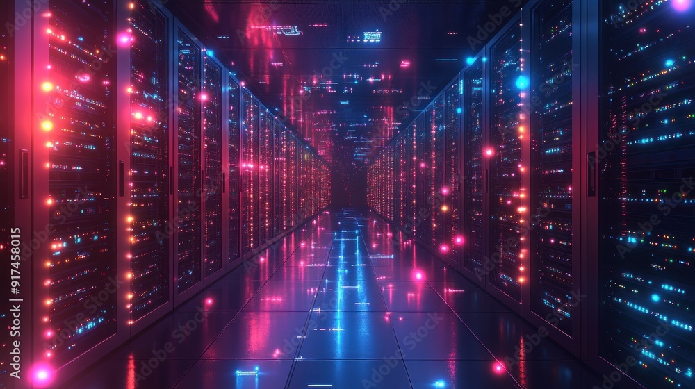 Server Room with Neon Lights Server Room with Neon Lights