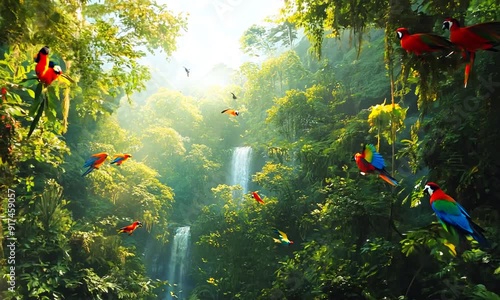  a vibrant Amazon rainforest scene compl  photo