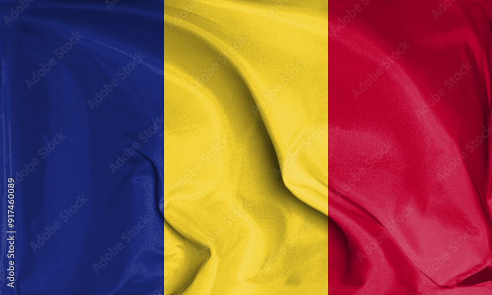 An up close view of Chad flag flying textures An up close view of Chad flag flying textures