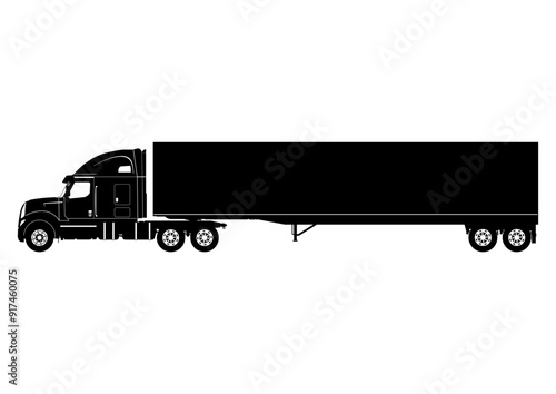 Truck icon. Silhouette of a modern truck on a white background. Vector.