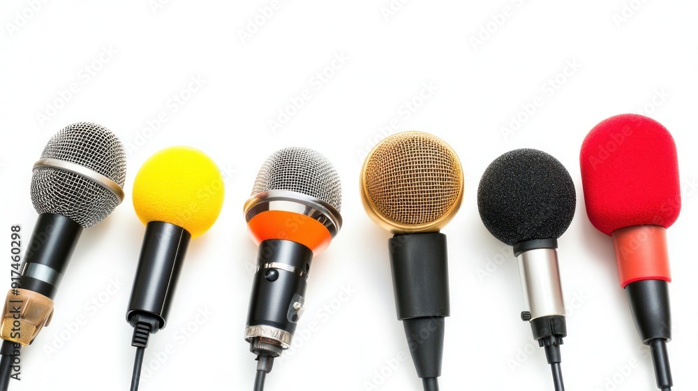 Six Different Microphones with Various Color and Material Combinations Six Different Microphones with Various Color and Material Combinations