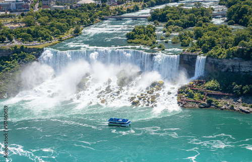Canvas Print Niagara waterfall from above in the summer, Aerial view of Niagara waterfall