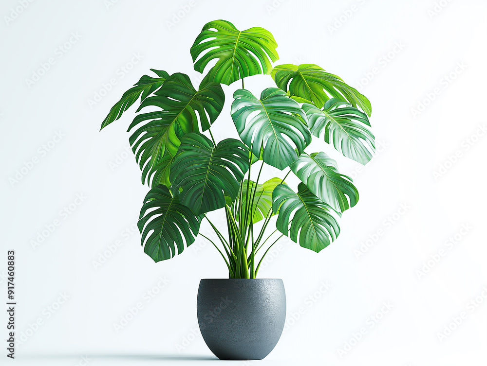 Monstera plant in a modern pot against a bright background Monstera plant in a modern pot against a bright background