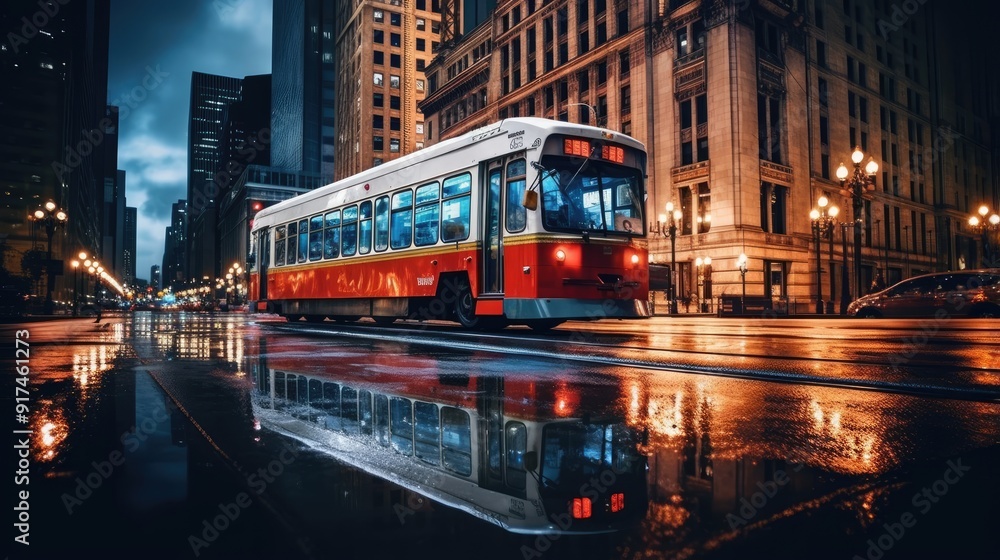 Fototapeta premium Bus on street city