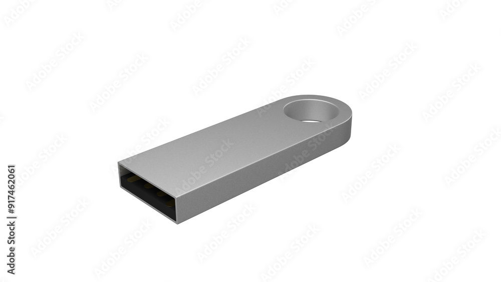 Silver flash drive with hole isolated on transparent and white background. Memory concept. 3D render Silver flash drive with hole isolated on transparent and white background. Memory concept. 3D render