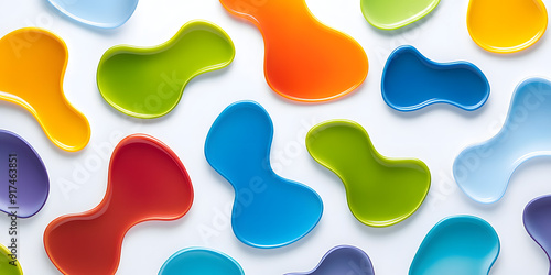 Colorful abstract shapes on white background