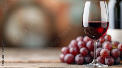 Elegant Red Wine Glass Beside Fresh Grapes in Cozy Setting