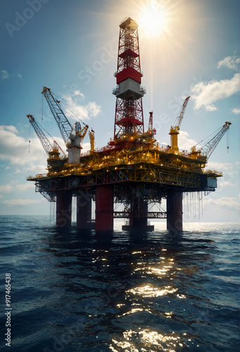 gas platform on ocean. Generative AI