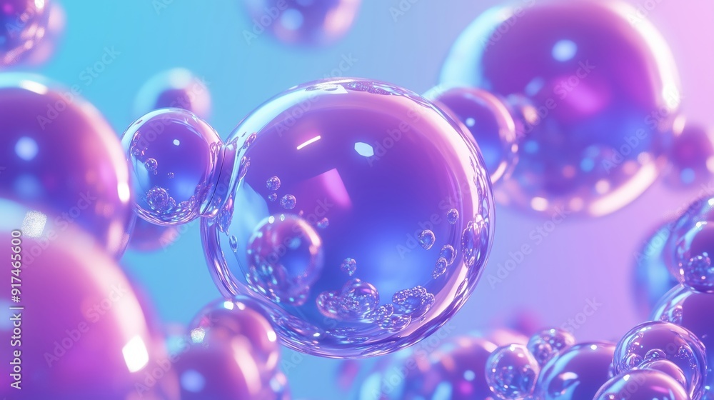 Colorful and Translucent Bubbles in a Magical Background Colorful and Translucent Bubbles in a Magical Background