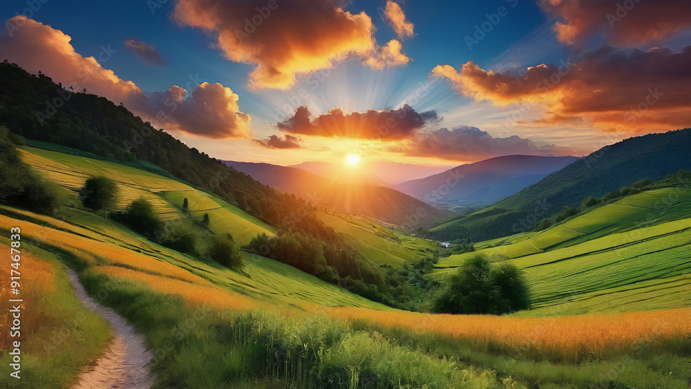 Fototapeta premium Captivating Sunset Views - Beauty of Sunset Landscapes