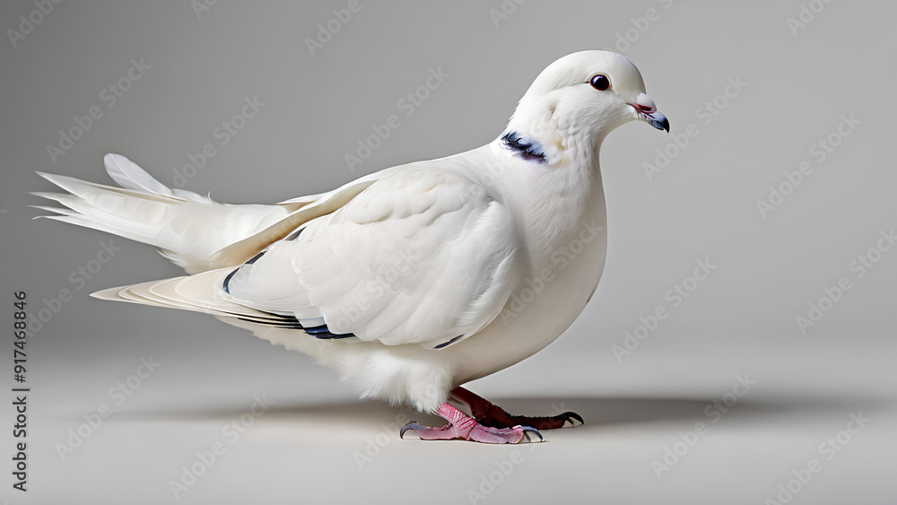 Obraz premium Serenity of White Doves Facing Forward - on White Background