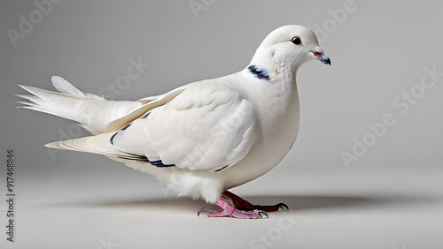 Serenity of White Doves Facing Forward - on White Background