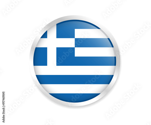 Flag of Greece. Round flag. Flag icon. Circle flag icon logo vector illustration EPS