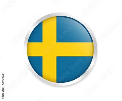 Flag of Sweden. Round flag. Flag icon. Circle flag icon logo vector illustration EPS