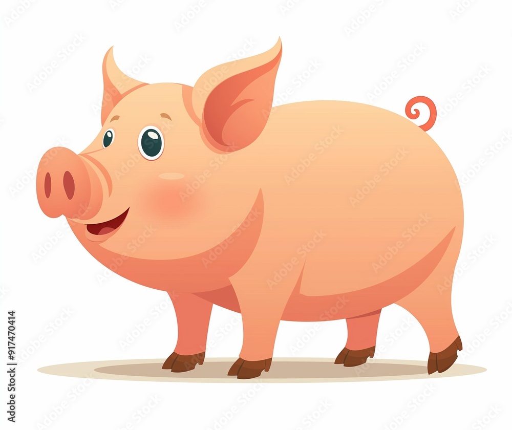 Cute Cartoon Pig Illustration - Adorable Farm Animal Drawing for Children's Books and Educational Materials Cute Cartoon Pig Illustration - Adorable Farm Animal Drawing for Children's Books and Educational Materials