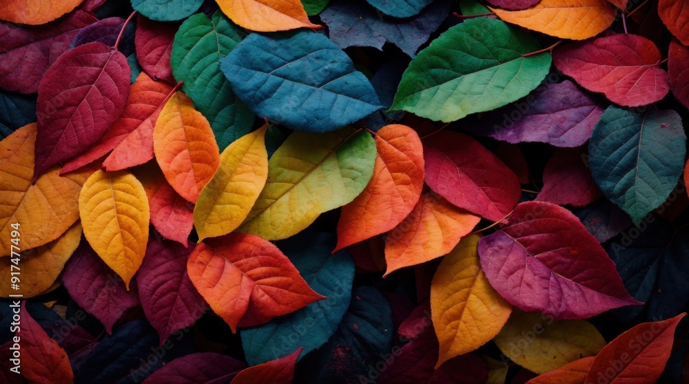 Dynamic fusion of vibrant fall leaves intricately linked Dynamic fusion of vibrant fall leaves intricately linked