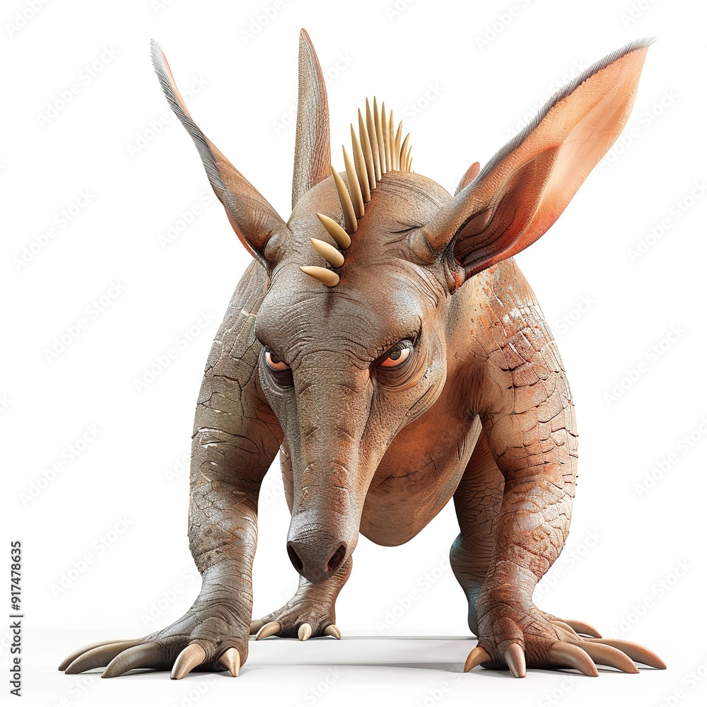 Fototapeta premium Aardvark violent fantasy animal cartoon isolated whitebackground