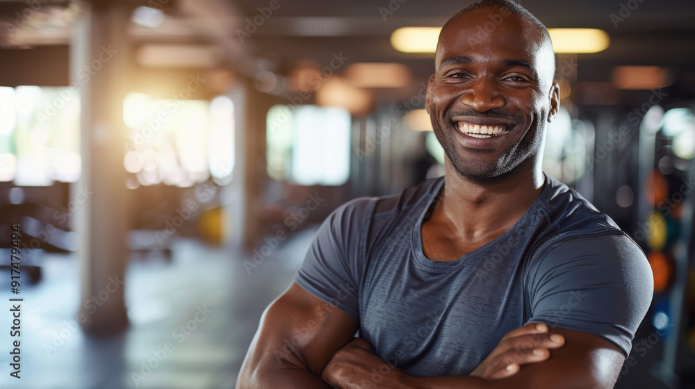 A relaxed man smiling, arms casually crossed, wearing athletic gear A relaxed man smiling, arms casually crossed, wearing athletic gear
