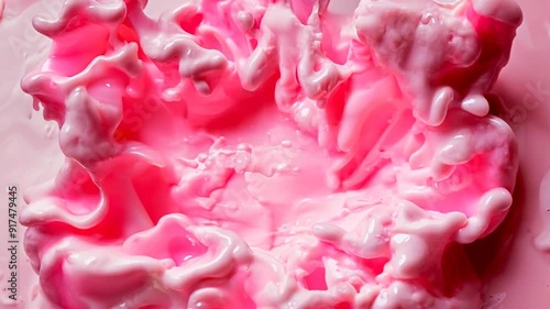 Close-up of vibrant pink bubbles against white backdrop photo