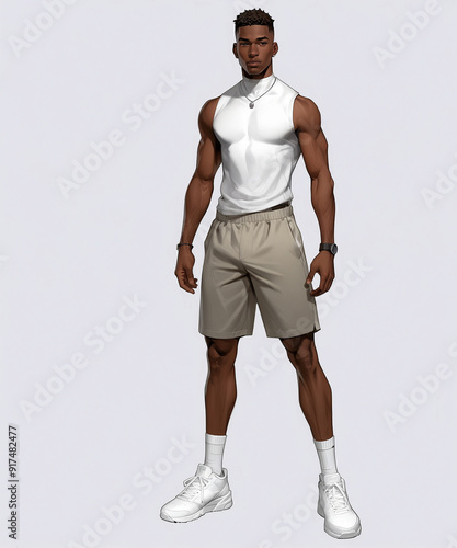 African American Male Anime Style Character