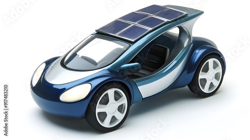 3D Illustration of a Futuristic Solar-Powered Car