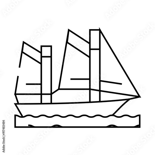 sailing water sport line icon vector. sailing water sport sign. isolated contour symbol black illustration