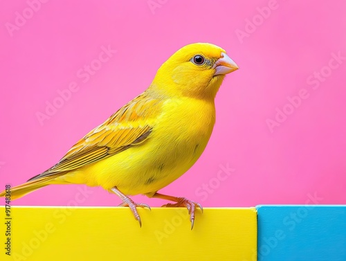 Canary isolated on colorful background photo