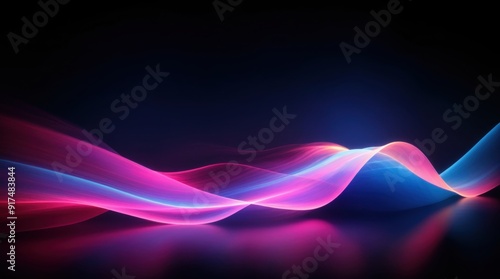 Intense blue and pink undulations contrast with the dark 