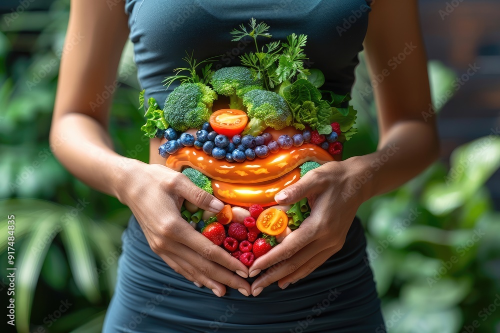 Fototapeta premium Intestinal support: Probiotic is essential aid to digestion, promoting healthy gut environment, facilitating breakdown of nutrients, ensuring efficient digestive processes optimal health.