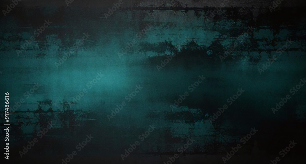 Obraz premium dark teal green grunge texture with grainy noise effect moody web banner background abstract graphic design 