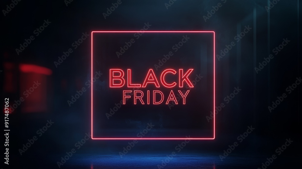 Fototapeta premium Black Friday text in glowing red neon light frame