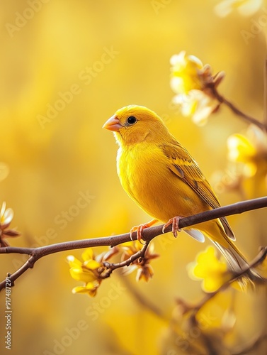 Canary isolated on abstract background