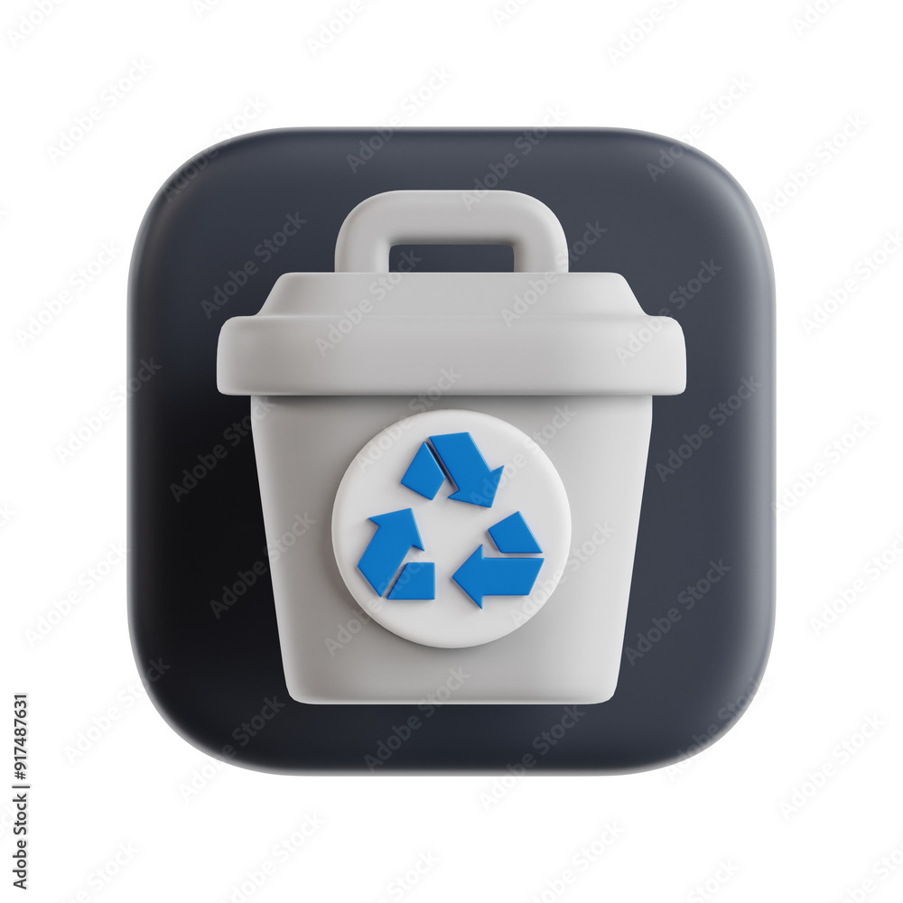 3D Icon of Trash Symbol for User Interface Design. 3D Rendering. 3D Icon of Trash Symbol for User Interface Design. 3D Rendering.