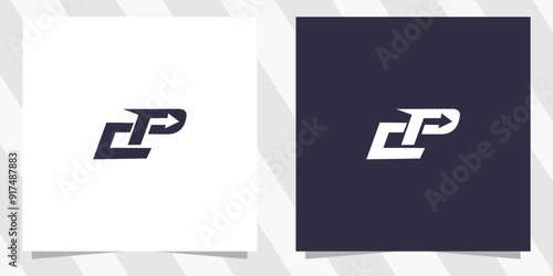 letter cp pc logo design vector