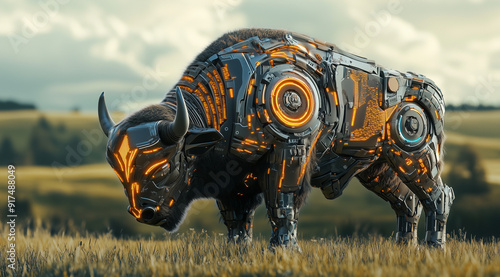 High-Tech Robot Bison: A Sturdy Grazer of the Robotic Plains