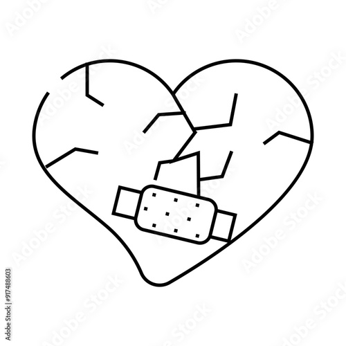 heart treatment after divorce line icon vector. heart treatment after divorce sign. isolated contour symbol black illustration