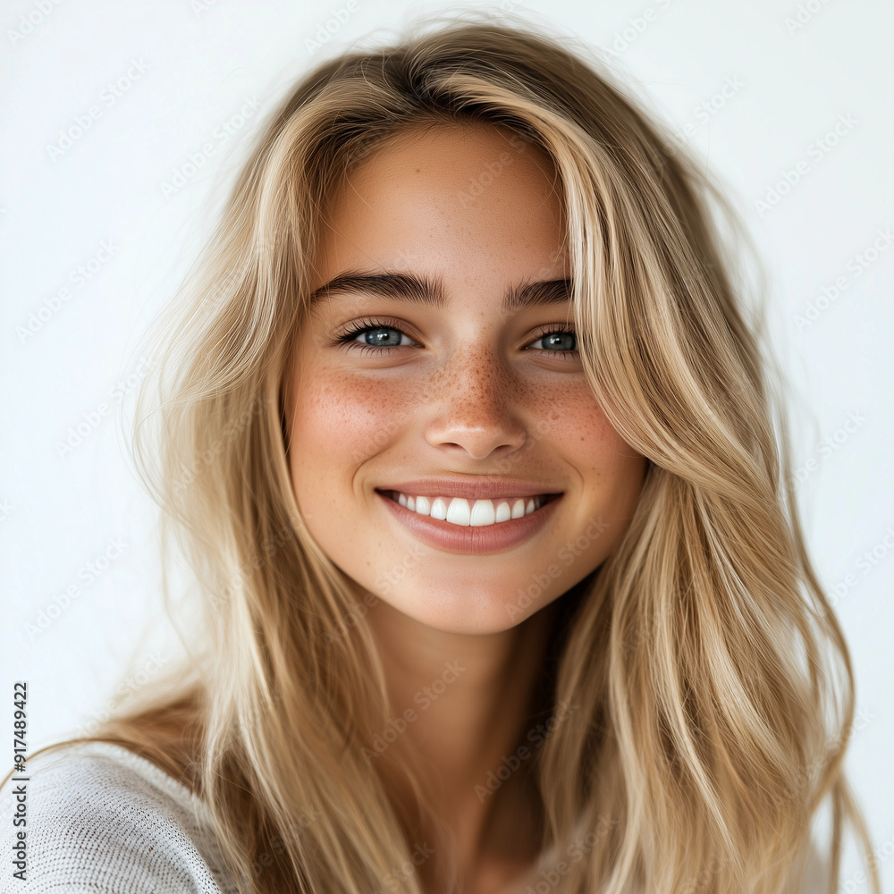 Portrait of a pretty smiling blond model on white background Portrait of a pretty smiling blond model on white background
