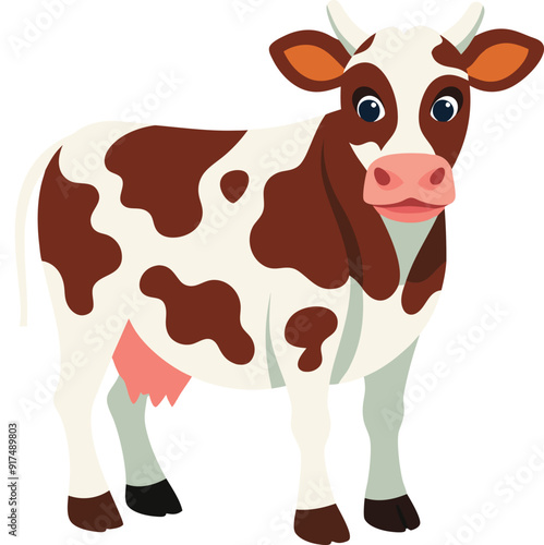 Cow cartoon character vector image. Illustration of cute cow animal fun mascot on the white background