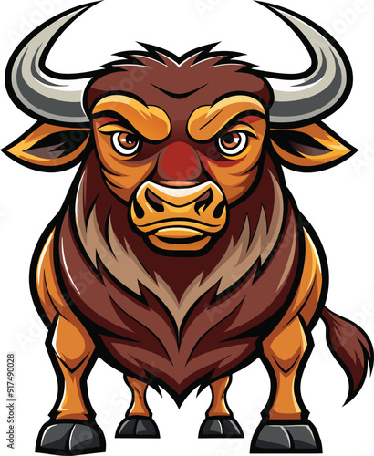 Cow cartoon character vector image. Illustration of cute cow animal fun mascot on the white background