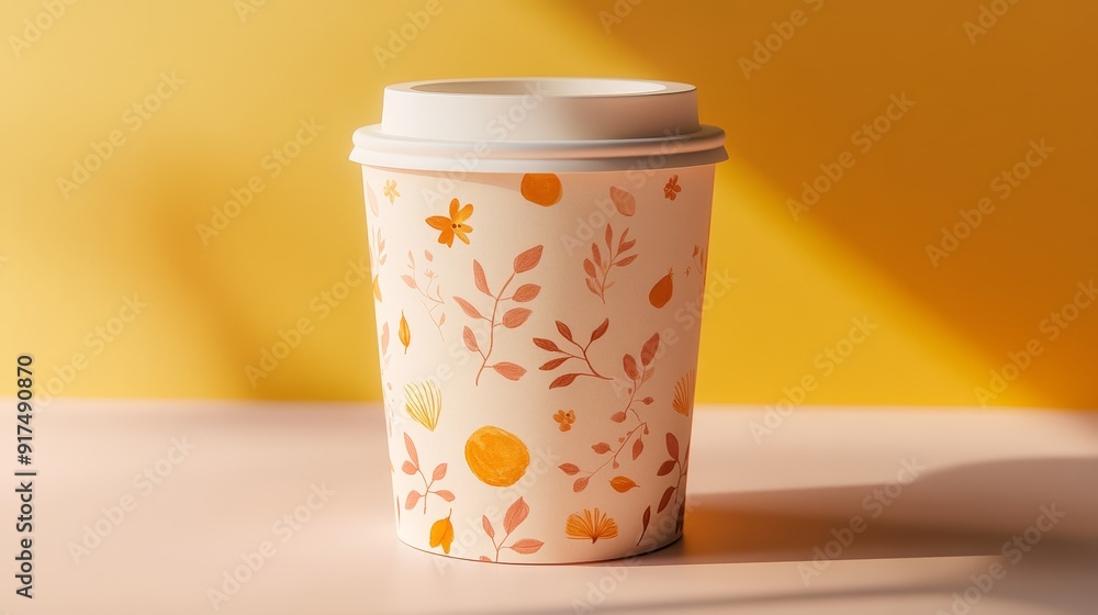 Paper coffee cup. Autumn style Paper coffee cup. Autumn style
