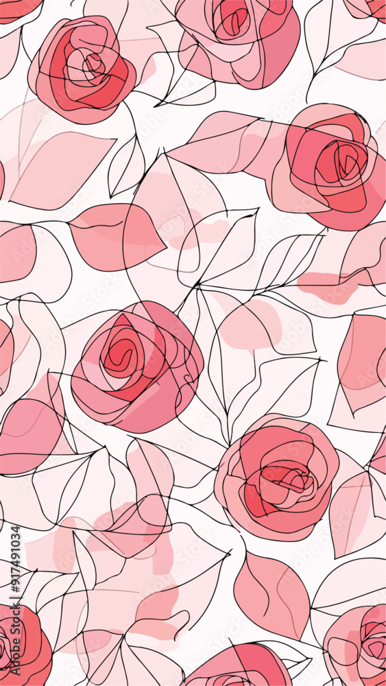 A seamless vertical pattern featuring bold red, pink, and cream roses with dark green leaves on a soft pink background. Perfect for romantic designs, social media, wallpapers, or textiles. Vertical A seamless vertical pattern featuring bold red, pink, and cream roses with dark green leaves on a soft pink background. Perfect for romantic designs, social media, wallpapers, or textiles. Vertical