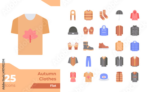 Autumn Clothes Flat Icons