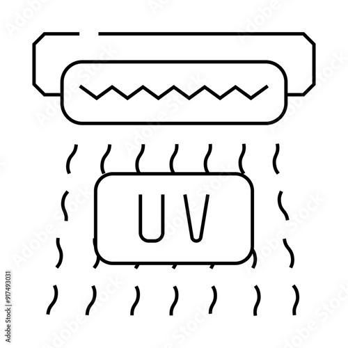 ultraviolet waves line icon vector. ultraviolet waves sign. isolated contour symbol black illustration