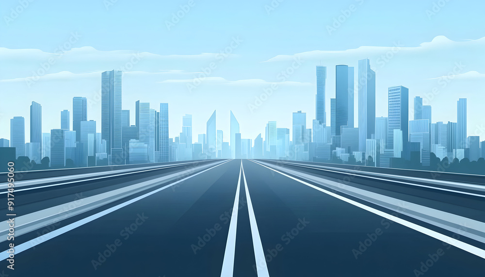 Fototapeta premium Empty city roads illustration