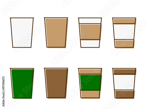 フラットな紙コップコーヒー版ズレアイコンセット